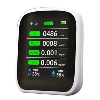 Портативен измерител на качеството на въздуха Wifi 8 В 1 PM1.0 ФПЧ2.5 PM10 CO2 TVOC HCHO, тестер за температура и влажност на въздуха, Въглероден диоксид