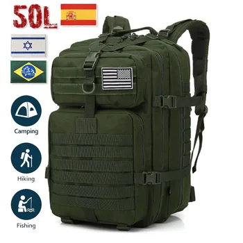 Походный военен раница 50Л/30Л-голям капацитет, мъжки раници, тактически ловни найлонови чанти за спортни преходи, водоустойчив опаковка