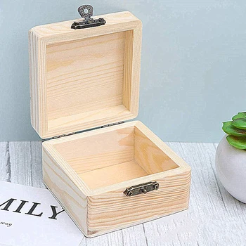 Правоъгълна Дървена кутия за съхранение на Ретро Дървена кутия Дървена опаковъчна хартия Флип-тип Многоцветен кутия за съхранение на бижута Колие Пръстен