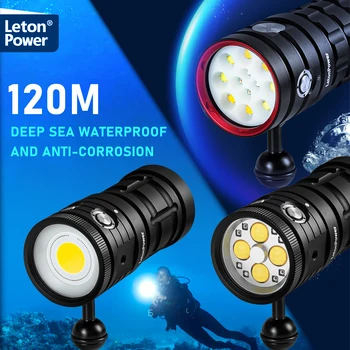 Професионална подводна лампа 4*120*120 36-Ядрени Фотографски фенер с висока яркост за гмуркане 120-метров Фенерче Водоустойчива видеокамера