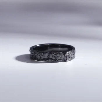 Пръстен с изображение ями от фолио с неправилна текстура, Мъжки бижута, Индивидуално Отворен пръстен от сребро 925 Проба, Мъжки Аксесоари за пръстите