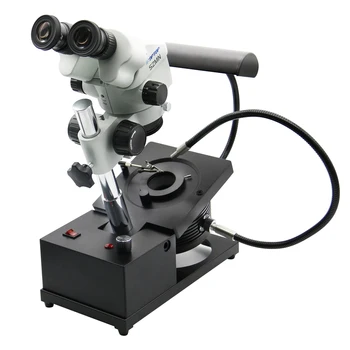 Регулируема бинокъла бижутериен микроскоп Fable, gemological професионално ниво, се използва за идентификация с висока резолюция.