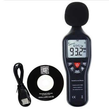 Сензор за шум Децибелометр, Шумомер Шумомер точност ръководят шумоприемник ABS Измерение 30-130 DB Запис през USB