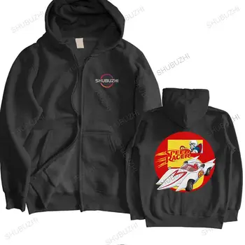 Стилно мъжко палто с качулка в стил аниме Mach 5, hoody с качулка с принтом на японски карикатура Speed Racer, приталенная памучен hoody, върхове подарък