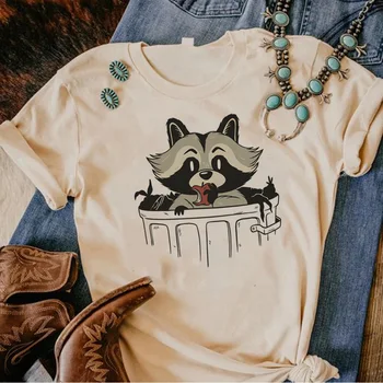 Тениска с изображение на миеща мечка, женска тениска с комиксами и забавна мангой, дамски дрехи със забавна графика от манга