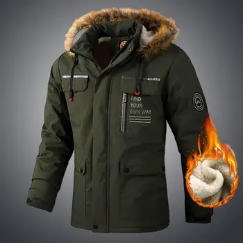 Уютно зимно яке с много джобове, Ветрозащитная мъжки ветровка, Зимно-есенна сако, мъжко палто с качулка