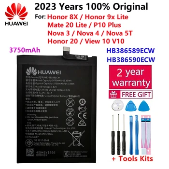 Хуа Уей Оригинален HB386589ECW 3750 mah Акумулаторна батерия за мобилен телефон Huawei Honor 8X P10 PLUS View 10 Mate 20 Lite Nova 3 4 5T