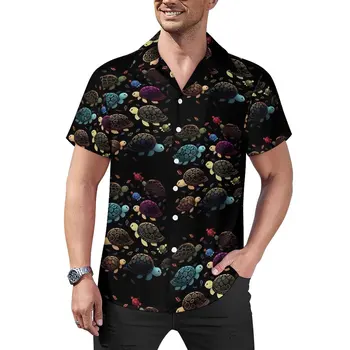 Цветни Костенурки Ежедневни Ризи Сладък Животни Продажна Риза Хавай Y2K Мъжки Блузи На Поръчката Плюс Размер 4XL